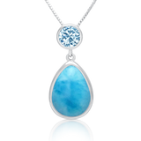 Etta Pear Larimar & Blue Topaz Pendant - Exclusive Diamond Co