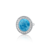 Luna Larimar & White Topaz Halo Ring - Exclusive Diamond Co