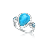 Etta Pear Larimar & Blue Topaz Ring - Exclusive Diamond Co