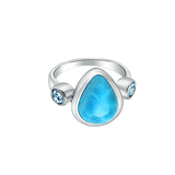 Etta Pear Larimar & Blue Topaz Ring - Exclusive Diamond Co