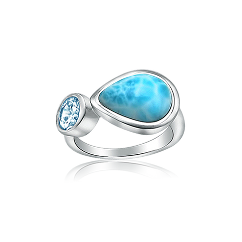 Zenia Larimar & Blue Topaz Ring - Exclusive Diamond Co