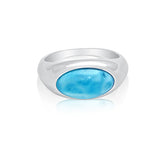 Harlow Simplistic Oval Larimar Ring - Exclusive Diamond Co