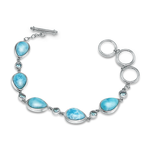 Etta Pear Larimar & Blue Topaz Bracelet - Exclusive Diamond Co