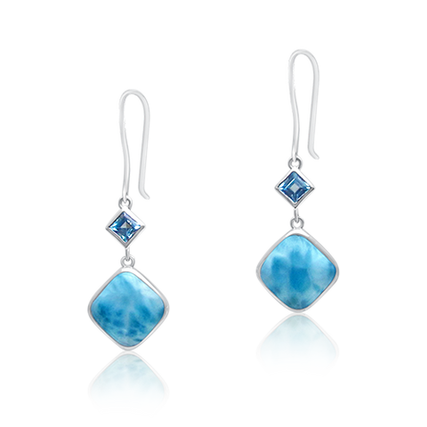 Savannah Larimar & Blue Topaz Drop Earrings - Exclusive Diamond Co