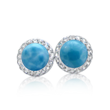 Luna Larimar & White Topaz Halo Earrings - Exclusive Diamond Co