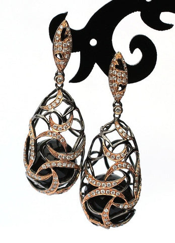Elise Onyx & Diamond Venetian Earrings - Exclusive Diamond Co