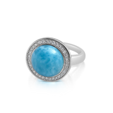 Luna Larimar & White Topaz Halo Ring - Exclusive Diamond Co