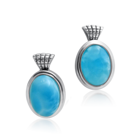 Astara Checkered Larimar Earrings - Exclusive Diamond Co
