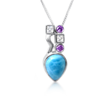 Lulu Larimar, White Topaz & Amethyst Pendant - Exclusive Diamond Co