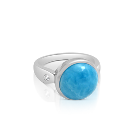 Saffron Larimar & White Topaz Ring - Exclusive Diamond Co