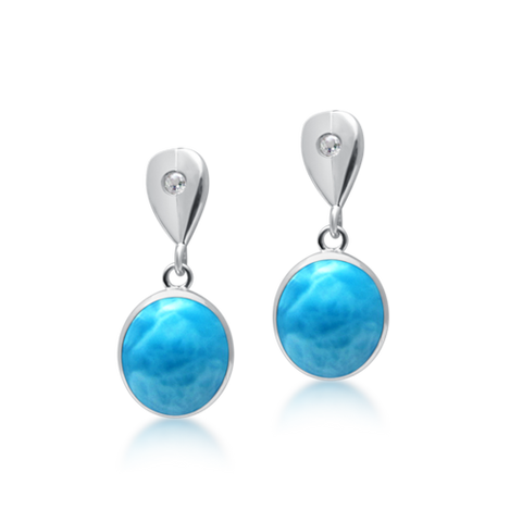 Saffron Larimar & White Topaz Drop Earrings - Exclusive Diamond Co