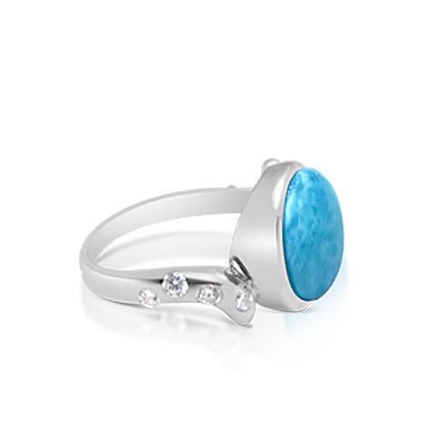 Willow Larimar & White Topaz Ring - Exclusive Diamond Co