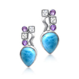 Lulu Larimar, White Topaz & Amethyst Earrings - Exclusive Diamond Co