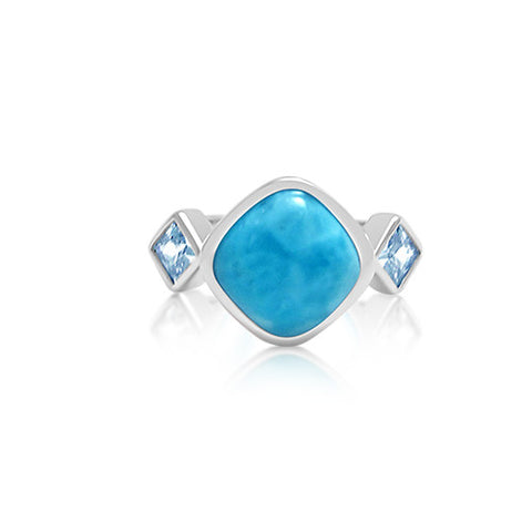 Savannah Larimar & Blue Topaz Ring - Exclusive Diamond Co