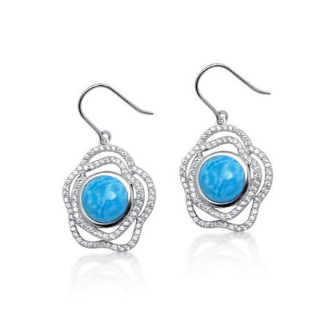 Magnolia Larimar & White Topaz Earrings - Exclusive Diamond Co