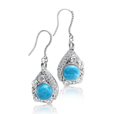Pamela Larimar & White Topaz Earrings - Exclusive Diamond Co