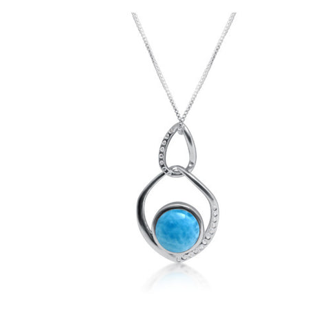 Cobi Freeform Larimar Drop Pendant - Exclusive Diamond Co