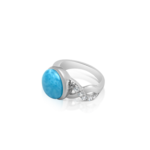 Blaire Larimar & White Topaz Ring - Exclusive Diamond Co